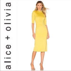 Alice + Olivia | Dresses | Alice Olivia Delora Fitted Mock Neck Midi Dress  | Poshmark